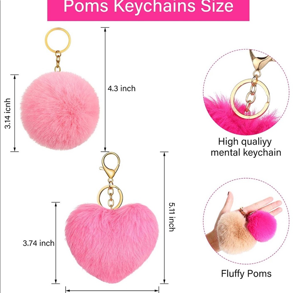 STOCKING STUFFER 🎅🏻PomPom Bag Accessory Key Chain - Picture 5 of 7